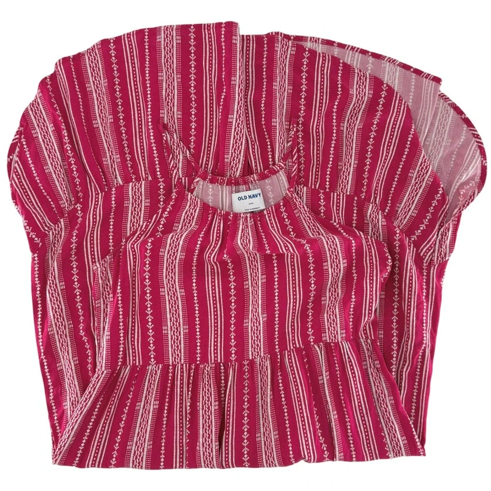 Kids Old Navy Pink White Striped Maxi Dress Ruffle Hem Halter Neck Size‎ XL